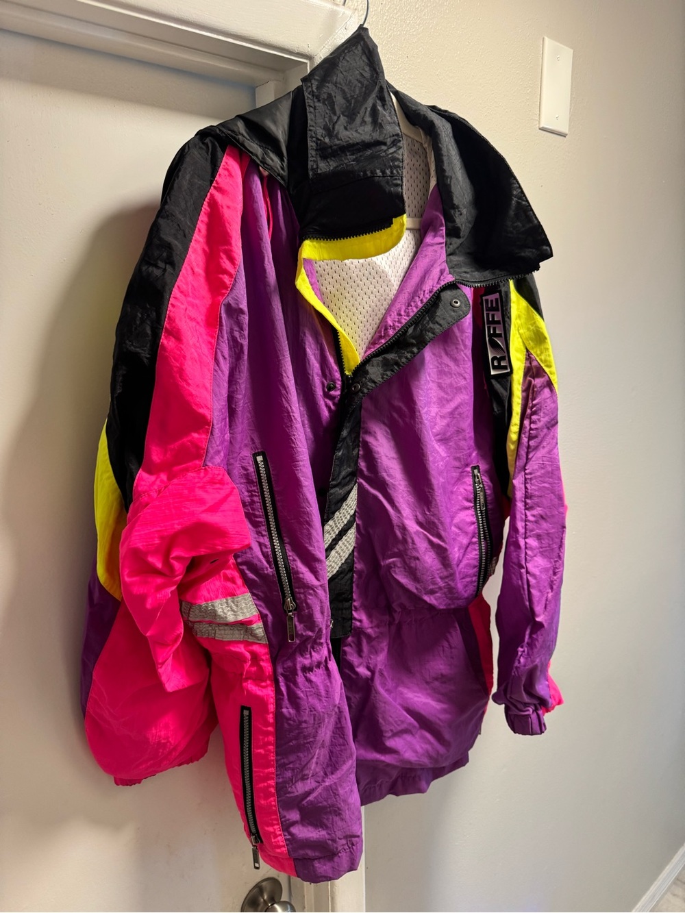 Vintage 1993 Roffe Neon Colorblock Ski Jacket XL Made in USA